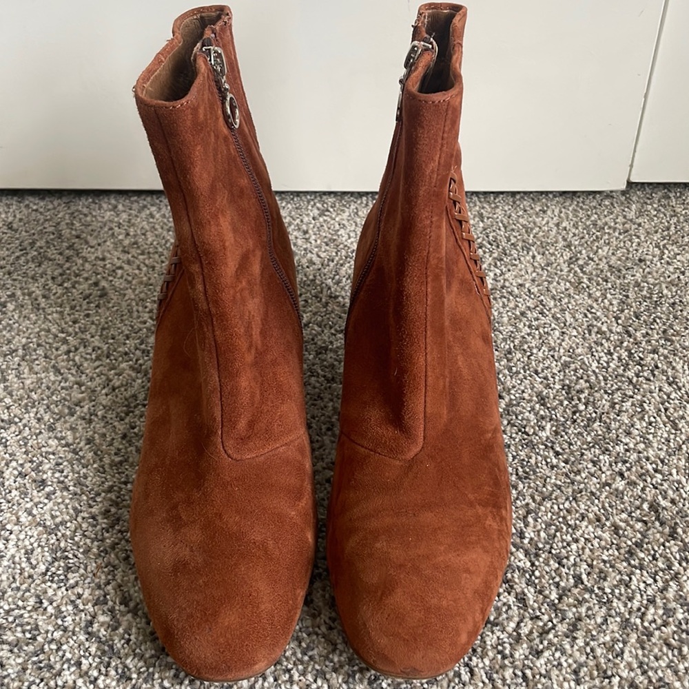 Rust suede booties